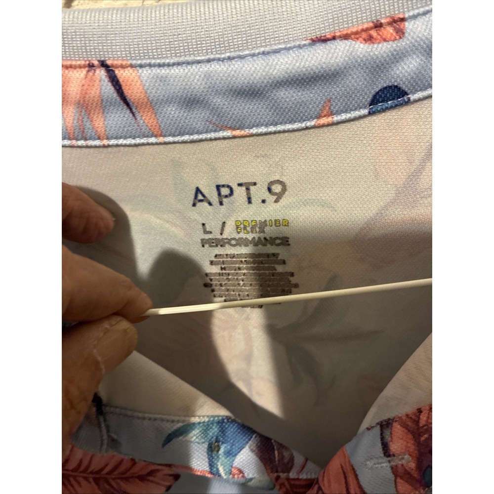 Apt. 9 Premier Flex Performance Men's Floral Polo Shirt Size large Hawaiian - Picture 4 of 11